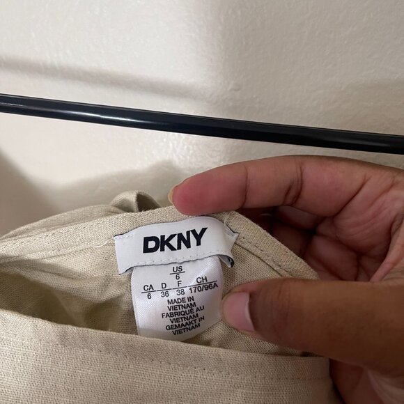 DKNY Beige Sleeveless Linen-Blend Midi Dress - Picture 4 of 4